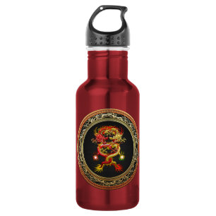 [300] Rote und Gelbe Drachen Edelstahlflasche