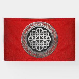 [300] Sacred Celtic Silver Knot Cross Banner