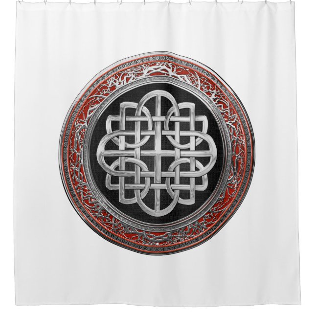 [300] Sacred Celtic Silver Knot Cross Duschvorhang (Vorderseite)
