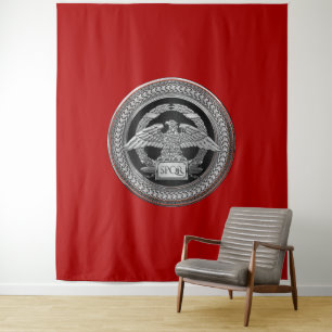 [300] Silberrömischer Kaiseradler über Medallion Wandteppich