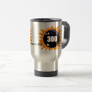 300 Spiel Orange & Schwarz, mit Datum gespielt, Reisebecher