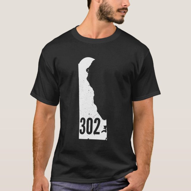 302 Delaware Pride Kontur Staat Area Code T-Shirt (Vorderseite)