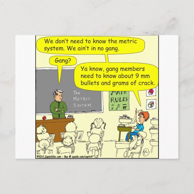 303 metrisches System mathematischer Cartoon Postkarte (Vorderseite)