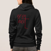 303WW "GOD FIRST" CROSS Black ZIP-UP zitiert