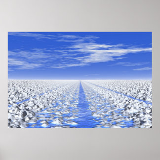 30-01 Cyan Ice Path: Meditative Schneefelder Poster