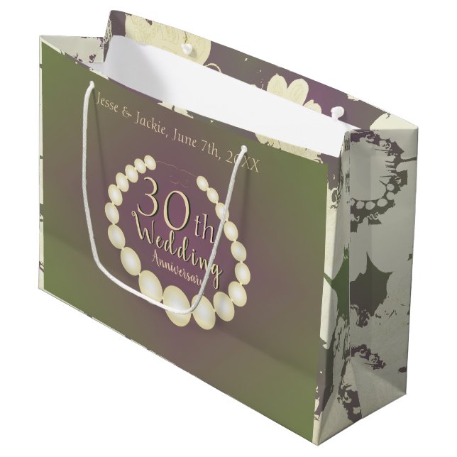 30./12. Pearl Anniversary-Geschenktasche Große Geschenktüte (Vorderseite Schrägansicht)