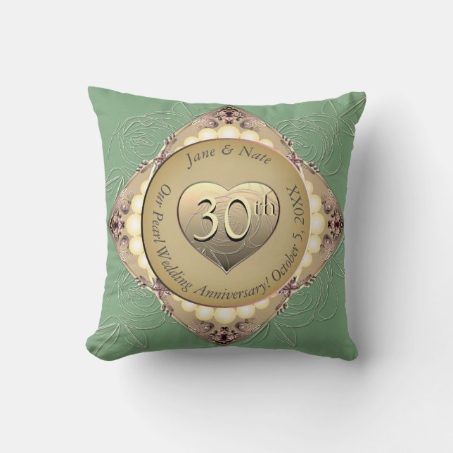 30./12. Pearl & Green Anniversary Kissen (Vorderseite)