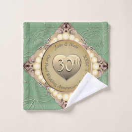 30./12. Pearl & Green Wedding Jubiläum Badhandtuch Set