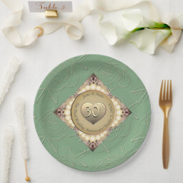30./12. Pearl & Green Wedding Jubiläum Pappteller