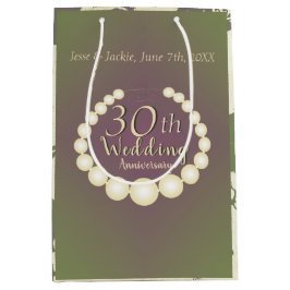 30./12. Pearl Wedding Anniversary Gift Bag Mittlere Geschenktüte