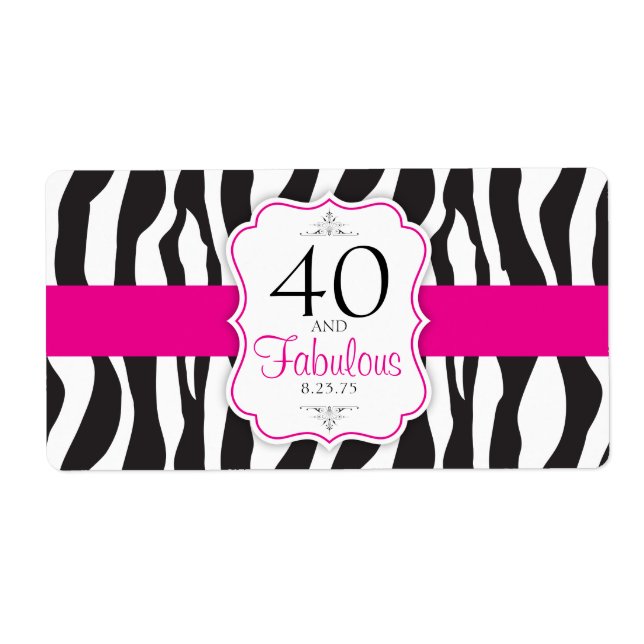 30/40/50/60 Fabulous Zebra Water Bottle Labels (Vorne)