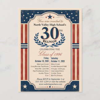 30. Abiturtreffen Americana Rot Weiß Postkarte