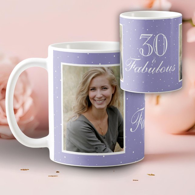 30 and Fabulous Elegant Birthday Photo  Kaffeetasse (Von Creator hochgeladen)