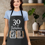 30 and Fabulous Gold Glitter 2 Photo 30th Birthday Schürze<br><div class="desc">30 and Fabulous Gold Glitter 2 Photos 30th Birthday Apron. The photos are on the faux gold glitter stripes. The text is trendy script in white color. Add your photos - you can use an old and a new photo of the person who celebrates.</div>