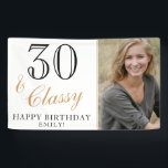 30 and Ordy Elegant White 30th Birthday Foto Banner<br><div class="desc">30 and Classiy Elegant Black and White 30th Birthday Foto von Banner. Great sign for the 30th birthday party with a custom foto, your name, inspirational quote 30 and ordy and text in the trendy script. The background is white and the text is in black and golden colors. Personalize the...</div>