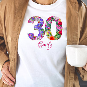 30 ans fête fleurie design t-shirt