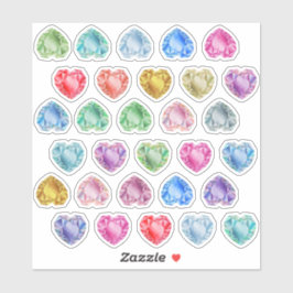 30 Aquarellherz Edelstein Farbenfrohe Scrapbooking Aufkleber