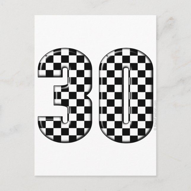 30 Auto-Rennnummer Postkarte (Vorderseite)