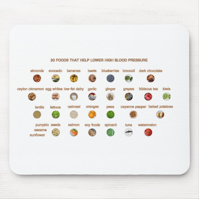 30 Beste Lebensmittel senken natürlichen Bluthochd Mousepad (Vorne)