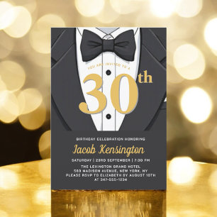 30. Black and Gold Tuxedo Geburtstagsveranstaltung Einladung