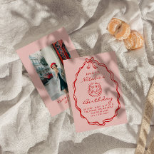 30. Bow Hand Drawn Coquette Foto Geburtstag Kuchen