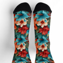 #30 Crew-Socken mit Blumenmuster
