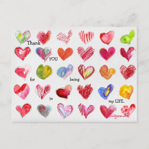 30 Danke Valentine Hearts Postcard Postkarte