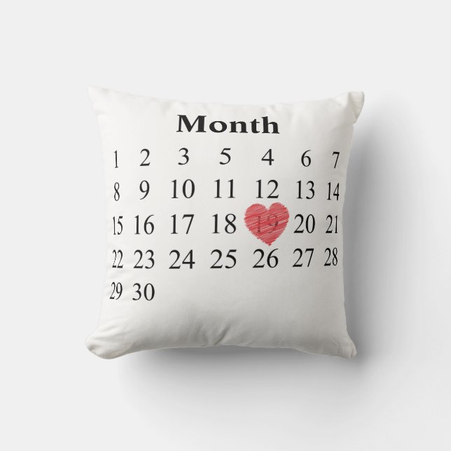 30 day-monatiger Kalender - bewegen Sie Herz in Kissen (Vorderseite)