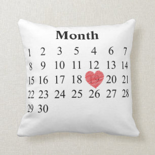30 day-monatiger Kalender - bewegen Sie Herz in Kissen