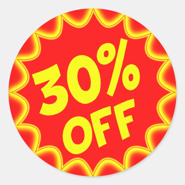 30% DE ÉTIQUETTE DE DÉTAIL (Devant)