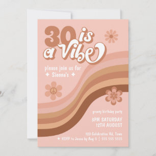 30 est une Vibe Retro Daisy Pink Invitation Annive