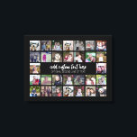 30 Foto Collage Grid - 2 Textfelder - Schwarz-weiß Leinwanddruck<br><div class="desc">Verwenden Sie 30 SQUARE-Fotos, um eine persönliche Foto-Collage zu erstellen. Dieses moderne, saubere Layout umfasst 2 Textblöcke - 1 in einem trendigen Skript und 1 in einem serifenlosen Schriftart zum Hinzufügen eines Familiennamen oder eines Namens. Die Hintergrundfarbe kann im Anpassungsbereich geändert werden. ***Beste Ergebnisse für dieses Multi-Foto-Layout - Ihre Fotos...</div>