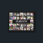 30 Foto Collage Grid - 2 Textfelder - Schwarz-weiß Leinwanddruck<br><div class="desc">Verwenden Sie 30 SQUARE-Fotos, um eine persönliche Foto-Collage zu erstellen. Dieses moderne, saubere Layout umfasst 2 Textblöcke - 1 in einem trendigen Skript und 1 in einem serifenlosen Schriftart zum Hinzufügen eines Familiennamen oder eines Namens. Die Hintergrundfarbe kann im Anpassungsbereich geändert werden. ***Beste Ergebnisse für dieses Multi-Foto-Layout - Ihre Fotos...</div>