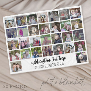 30-Foto-Collage-Raster - 2 Textfelder - schwarz we Fleecedecke