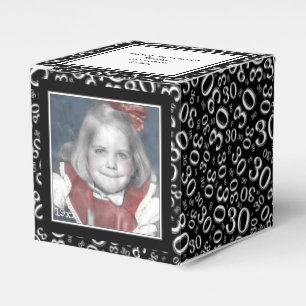 30. Foto Keepake - Schwarz/Weiß Zahlenmuster Geschenkschachtel