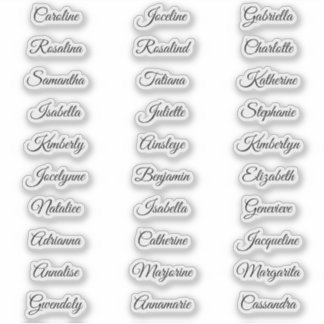 30 Gast Vornamen Calligraphy Elegant Skript Aufkleber