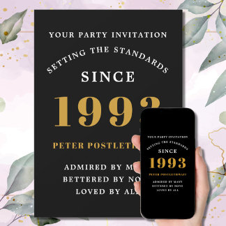 30. Geburtstag 1993 Schwarzes Gold Add Name Jahr Einladung
