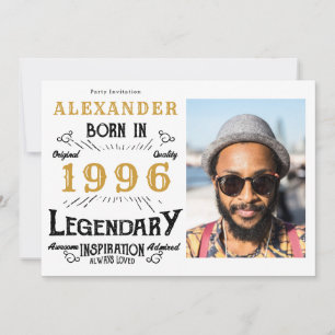 30. Geburtstag 1996 Legende Weiß & Gold Foto Einladung