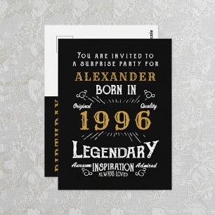 30. Geburtstag 1996 Schwarz Gold Legende Einladung Postkarte