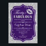 30. Geburtstag - 30 fabelhaftes Lila Silber Einladung<br><div class="desc">Einladung zum 30. Geburtstag. Elegantes lila Design mit Imitaten Glitzer Silber. Enthält lips Kuss,  Konfetti und Script-Schriftart. Ideal für eine elegante Geburtstagsfeier. 30 Fabelhaft! Nachricht,  wenn Sie weitere Anpassungen benötigen.</div>