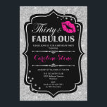 30. Geburtstag - 30. Fabelhaftes Schwarz-Rosa-Silb Einladung<br><div class="desc">Einladung zum 30. Geburtstag. Elegantes Schwarz-weißes Design mit Imitaten Glitzer Silber. Enthält rosa Lippen Kuss,  Konfetti und Script-Schriftart. Ideal für eine elegante Geburtstagsfeier. 30 Fabelhaft! Nachricht,  wenn Sie weitere Anpassungen benötigen.</div>