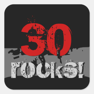 30 Geburtstag - 30 Steine! Grunge Rot und Schwarz Quadratischer Aufkleber