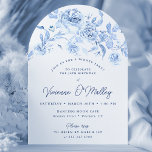 30. Geburtstag Abendessen Party Blue Floral Arch Einladung<br><div class="desc">Elegante staubblaue Rose floral 30. Geburtstag Abendessen Party Bogen Form Einladung.</div>