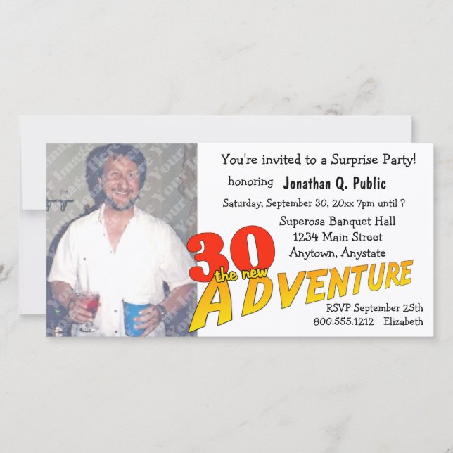 30. Geburtstag Adventure Party Foto Einladung (Vorderseite)