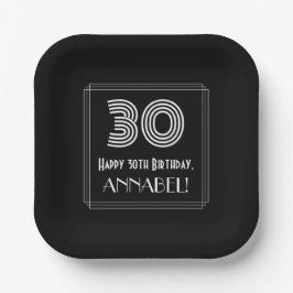 30. Geburtstag — Art Deco Inspiriert Aussehen "30" Pappteller