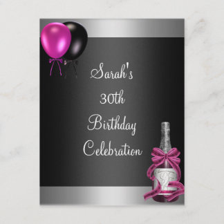 30. Geburtstag Balloons Champagne Silver Pink Einladung