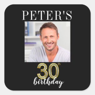 30. Geburtstag Bild Bevorzugung Labels Quadratischer Aufkleber