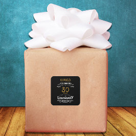 30. Geburtstag Black Gold Legendary Retro Quadratischer Aufkleber