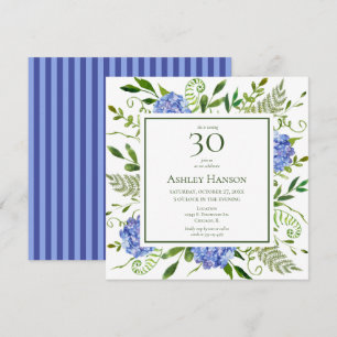 30. Geburtstag Blaue Hortensien Einladung