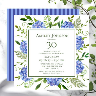 30. Geburtstag Blue Hydrangeas Einladung